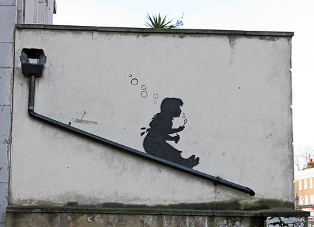 Street Art Girl in the Slide